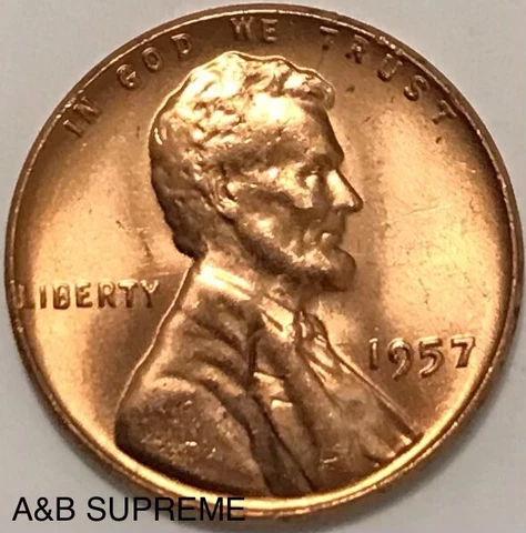 1957 Lincoln Wheat Cent Bronze Penny Gem Bu Uncirculated Cover