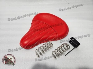 Front Seat Fit For Royal Enfield Electra Harley Style Red Colour - Picture 1 of 8