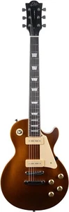 GUITARE ELECTRIQUE TYPE LP VINTAGE LEGER MICROS P90 GOLD EKO LS400-GLD - Foto 1 di 4