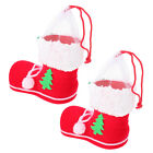  2 Pcs Xmas Candy Boots Mini Santa Bag Present Christmas Pouch Elder Gift