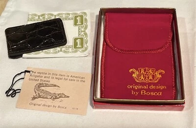 Clip magnético para dinero vintage BOSCA cocodrilo marrón negro nunca usado con caja Ori Foto 1 de 4