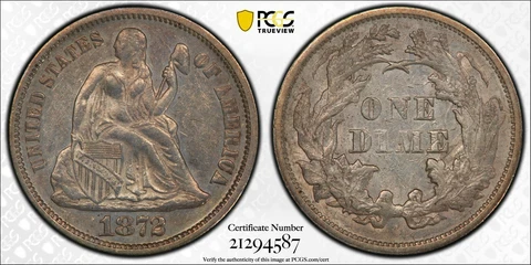 1872 10c Doubled Die Reverse Dime FS-801 F-115 DDR PCGS AU50 CAC Cover