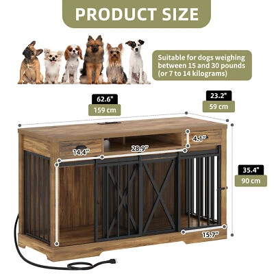 Gaiola e divisória de suporte para TV canil/canil para cachorros 63" interna média para animais de estimação - Imagem 1 de 4