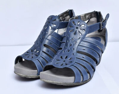 Женские кожаные гладиаторские сандалии блондинка на танкетке с открытым носком на каблуках размер 9 W - Изображение 1 из 4