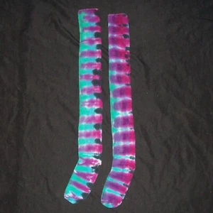 Tie Dye Thigh High Highs Socks Jewel Tones 9-11 Tye Dyed Hippie Made in USA - Picture 1 of 1