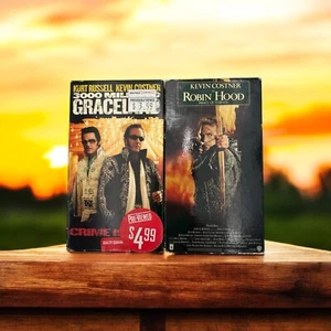 2 Kevin Costner, Vhs Lot, Robin Hood, And 3000 Miles To Graceland Kurt Russell - Picture 1 of 8