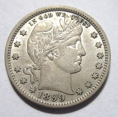 1899 Barber Quarter AU Nice Original Coin LUSTR0US - Image 1 of 3