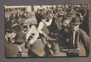 Waterville MINNESOTA RPPC c1910 AUCTIONEER Crowd AUCTION Selling C.C. SWIFT MN - Picture 1 of 3