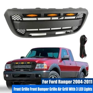 Frontgrill Frontstoßstange Kühlergrill mit 3LED-Leuchten für Ford Ranger 2004-11 - Picture 1 of 12