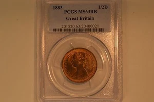 Great Britain: 1883 Half Penny- PCGS MS-63 RB.  Pretty! - Picture 1 of 6