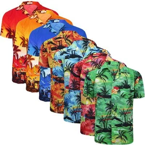 Mens Hawaiian Floral Shirt Big Size M to 6XL Surf Party Beach Holiday Print Stag - Picture 1 of 8