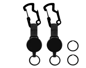 Retractable Key Tool Reel Holder Steel 23.5 Belt Clip Chain HeavyDuty Split Ring - Picture 1 of 12