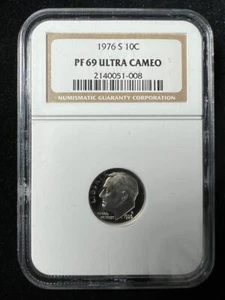 1976 S 10C Roosevelt Dime PF69 Ultra Cameo NGC; PR69 DCAM; FATTY HOLDER SKU 3279 - Picture 1 of 2