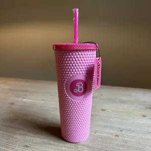Barbie The Movie Pink Studded Tumbler Cup Hot Topic Exclusive Acrylic Pyramid - Picture 1 of 7