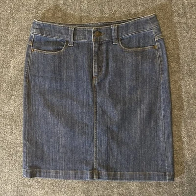 Falda vaquera Eddie Bauer para mujer 2 bolsillos lavados oscuros Preppy Careercore Foto 1 de 4