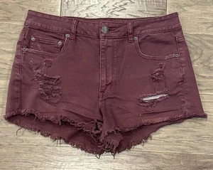 Women’s Size 12 American Eagle Ripped Cutoff Jean Shorts Mulberry - Picture 1 of 8
