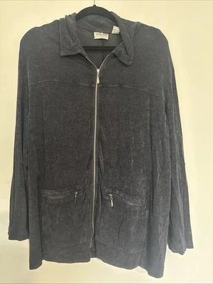 Chicos Travelers Womens Jacket Full Zip Slinky USA Black Sz 3 - Image 1 of 4