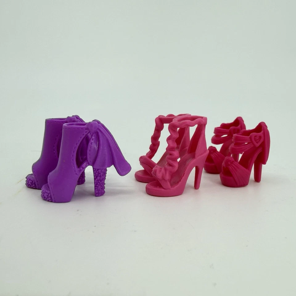 Genuine Barbie Doll Shoes High Heels Fancy Fashion Lot 3 Pairs Pink Purple - Image 1 of 4