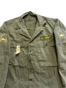 Vintage 1940s HBT 13 Star US Army Shirt Sergeant First Class Medium - Picture 1 of 9