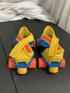 Fisher Price 1 2 3 Patines Vintage Retro Ajustable Amarillo Azul - Imagen 1 de 13