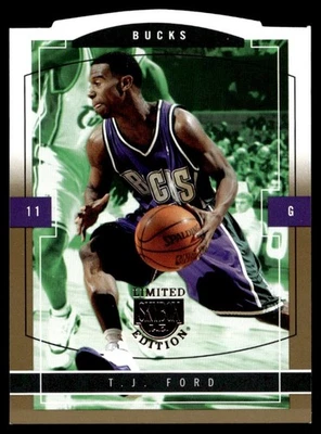 2003-04 SkyBox LE Gold Proof T.J. Ford Rookie 39/150 Bucks #136 A1 - Image 1 of 2