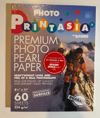 Printasia de Ilford. Papel fotográfico premium perla 8,5” X 11” 60 hojas Foto 1 de 2