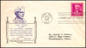 Scott 876 3 Cents Luther Burbank Holland FDC Typed Address Planty 876-15B - Picture 1 of 2