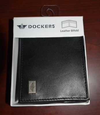 New Mens Dockers Leather Bifold Wallet Black - Image 1 of 2