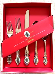 Spode Christmas Tree Flatware by Wallace 20 Piece Service For 4 18/10 Stainless - Picture 1 of 6