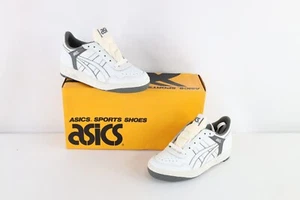 NOS Vintage 90s Asics Boys 5 Spell Out Outrage Sneakers Shoes White Charcoal - Picture 1 of 11