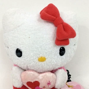 Hello Kitty Sanrio Smiles Original 5 Zoll Plüsch Herz rot Kleid schwarz Spitze neu mit Etikett 2007 - Bild 1 von 8