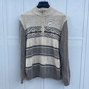 IZOD Jackson Hole Herren braun creme Sportswear 1/4 Reißverschluss Pullover Größe XL neu mit Etikett - Bild 1 von 8