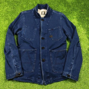 G-star RAW Jacket Womens Medium Denim Dark Blue Button Up Buckle Cropped Blazer - Picture 1 of 15