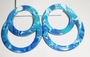 Sobral Gaia Feininger Blue Hues Large Runway Style Post Artist Made Earrings - Picture 1 of 8