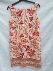 New With Tags Women's Next White Red Floral Linen Mix With Pockets Dress Size 14