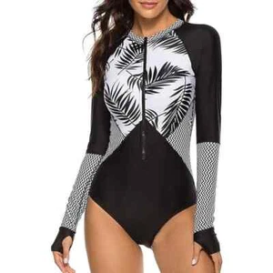 Athletic One Piece Swimsuits Long Sleeve Swimsuit Sports Surfing, L (8-10) - Picture 1 of 9