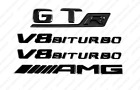Black Gloss Emblem Badge Logo Letters For Mercedes-Benz Gt-R Amg C190 V8 Biturbo