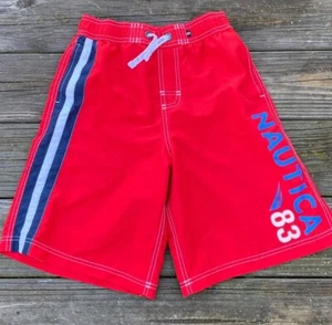 Nautica boys swim trunks Red White Blue sz large 14/16 With pockets - Picture 1 of 8