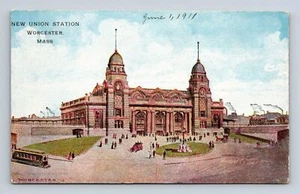 New Union Station Worcester Massachusetts Postcard c1911 - Picture 1 of 2