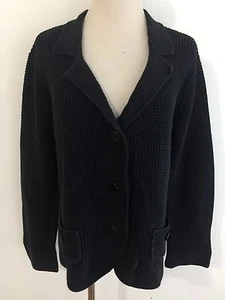 Chico's Cardigan Sweater Blazer Black Cotton Size 3 - Picture 1 of 11