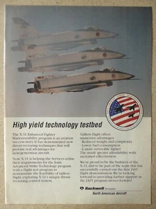 10/1994 PUB ROCKWELL X-31 DEMONSTRATOR AIRCRAFT JAST MANEUVERABILITY PROGRAM AD - Imagen 1 de 1