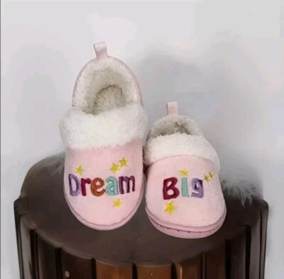 Zapatillas de felpa Dream Big rosa y blanco para niñas - Wonder Nation - niño pequeño talla 5 Foto 1 de 4