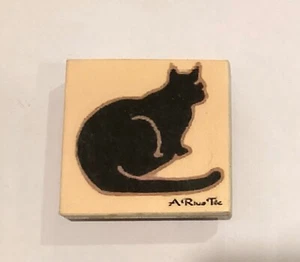 Black Cat Tile Ceramic  Fridge Magnet K2 - Picture 1 of 2