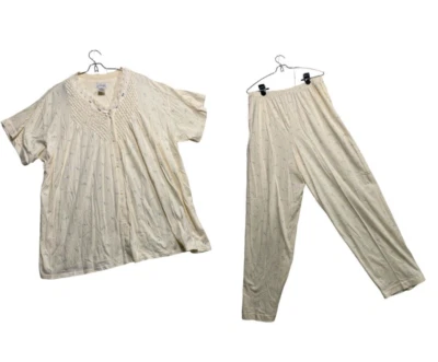 Aria Sleepwear Pajama Two Piece Set Women 16/18 Yellow Floral Cotton - Image 1 of 4