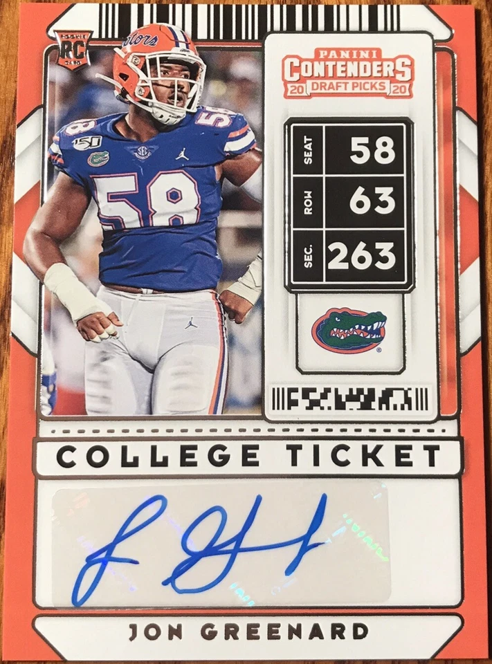 2020 Panini Contenders Draft Picks Rookie Autograph Jon Greenard #238 Florida - Image 1 of 2