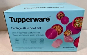TUPPERWARE Heritage All-In Ciotola Contenitore Base e Coperchi Set 30pz Rosa *SIGILLATO* - Foto 1 di 4