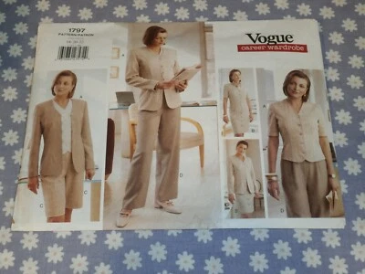 VOGUE 1797 MISSES/PETITE JACKET DRESS TOP SHORTS & PANTS PATTERN-UNCUT-18-20-22 - Image 1 of 3
