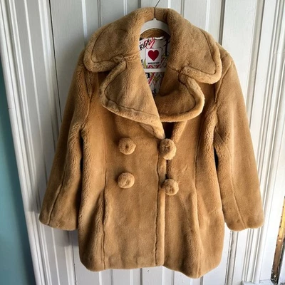 Chaquetón camel House of Fluff piel sintética BIOFUR "Vintage" Foto 1 de 4