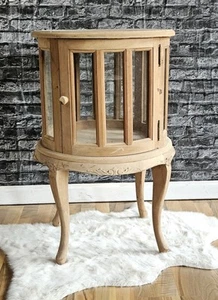 Bartisch Natur Runder Bar-Teetisch Glasvitrine Mahagoni-Holz Natur Kolonial-Stil - Bild 1 von 8