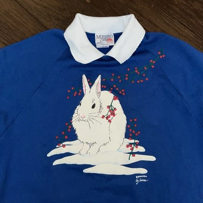 Sudadera De Colección Rabbit Morning Sun Para Mujer 3XL Cuello Azul Abuela Cottage Foto 1 de 4